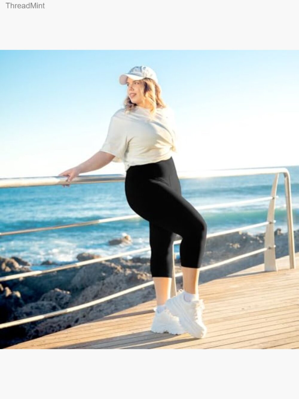 Buttery Soft Plus Size Capri Leggings Yoga Workout Capris - Picture 5 of 6